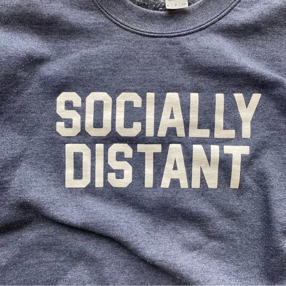 Blue Graphic Sweatshirt Socially Distant - Picture 7 of 7